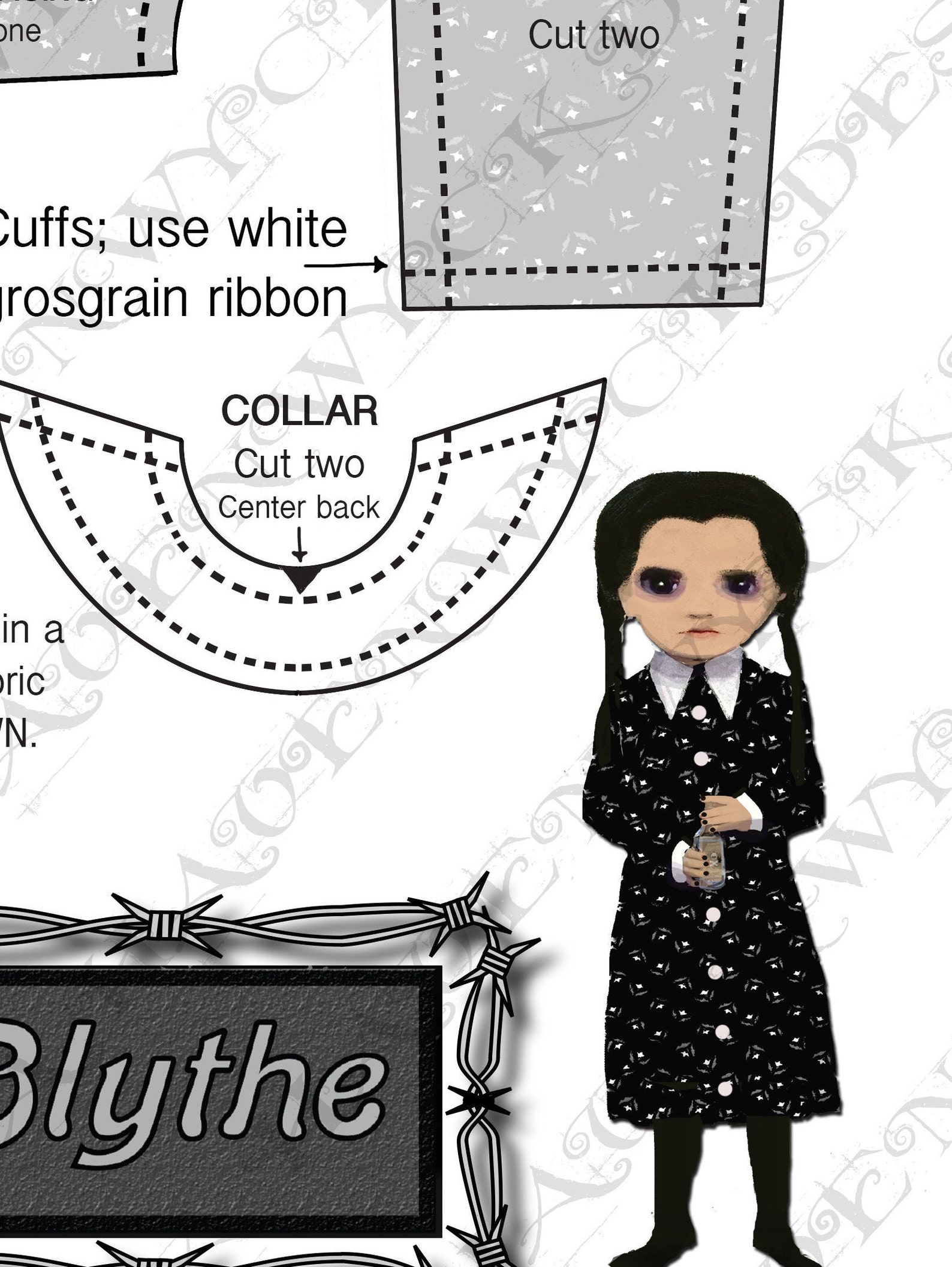 Wednesday Addams Dress Pattern for Neo Blythe Pullip Skipper Etsy