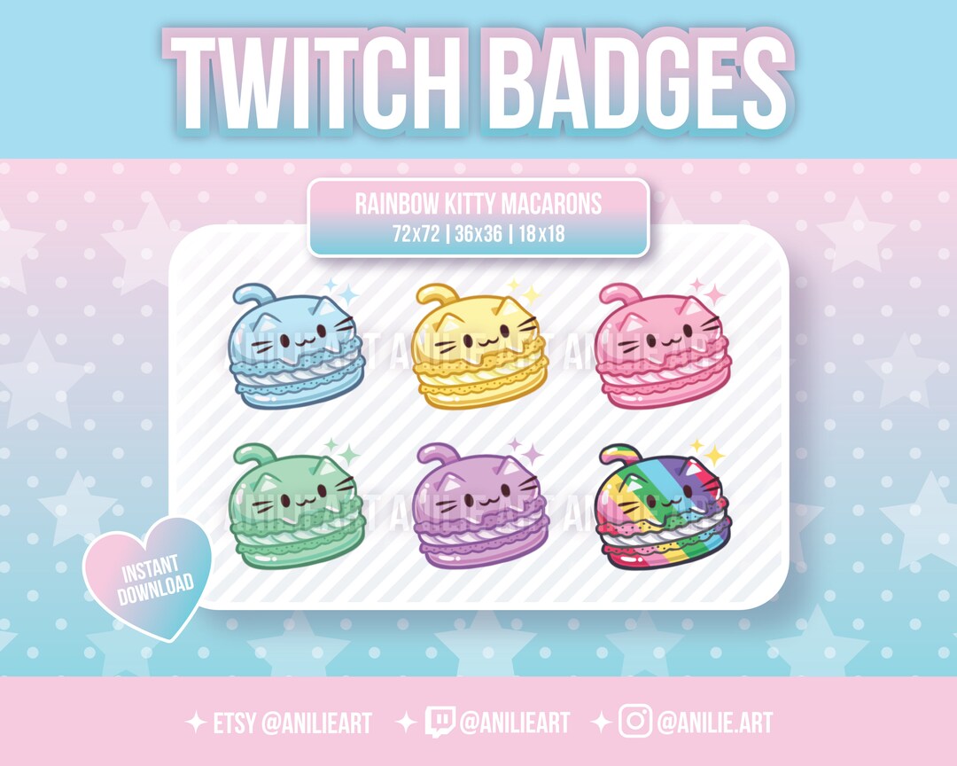 Kitty Macarons - Premade Twitch Sub/bit Badges/kawaii/streamer Badges ...