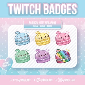 Kitty Macarons - Premade Twitch Sub/Bit Badges/Kawaii/Streamer Badges/