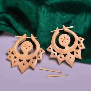 Tribal Holz Ohrringe Unisex für Männer & Frauen Schmuck UK-82