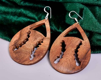 Drop Dangle Wooden Earrings for Girls & Women Jewellery UK-001