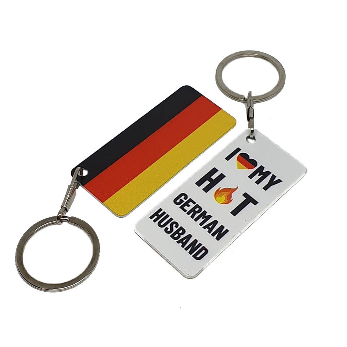 Germany Flag Keyring Keychain With I Love My Hot German Husband or Wife