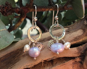 Handmade Pearl and Sterling Silver Earrings