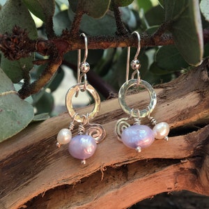 Handmade Pearl and Sterling Silver Earrings