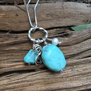 Handmade Turquoise Bead Sterling Silver Necklace