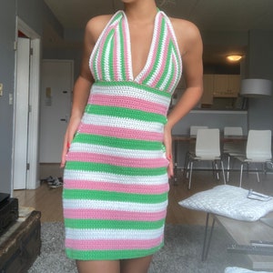 Pink And Green Crochet Dress Quality Assurance Protein Burger Com
