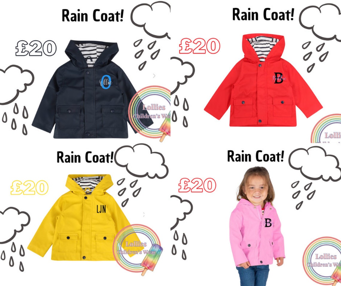 Personalised Childrens Raincoat Back to school. Etsy