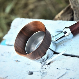 Imbuto per portafiltro con anello dosatore per caffè espresso in legno da 58 mm
