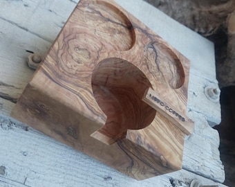 Olive Wood Tamper Stand With Extra Slot
