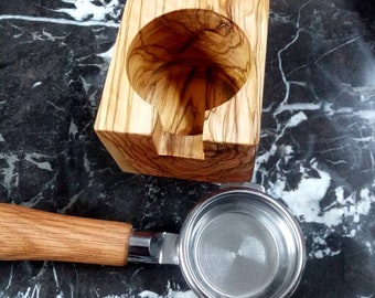 58 / 54 / 51mm Stand for bottomless portafilter Olive wood / Oak Wood / Walnut