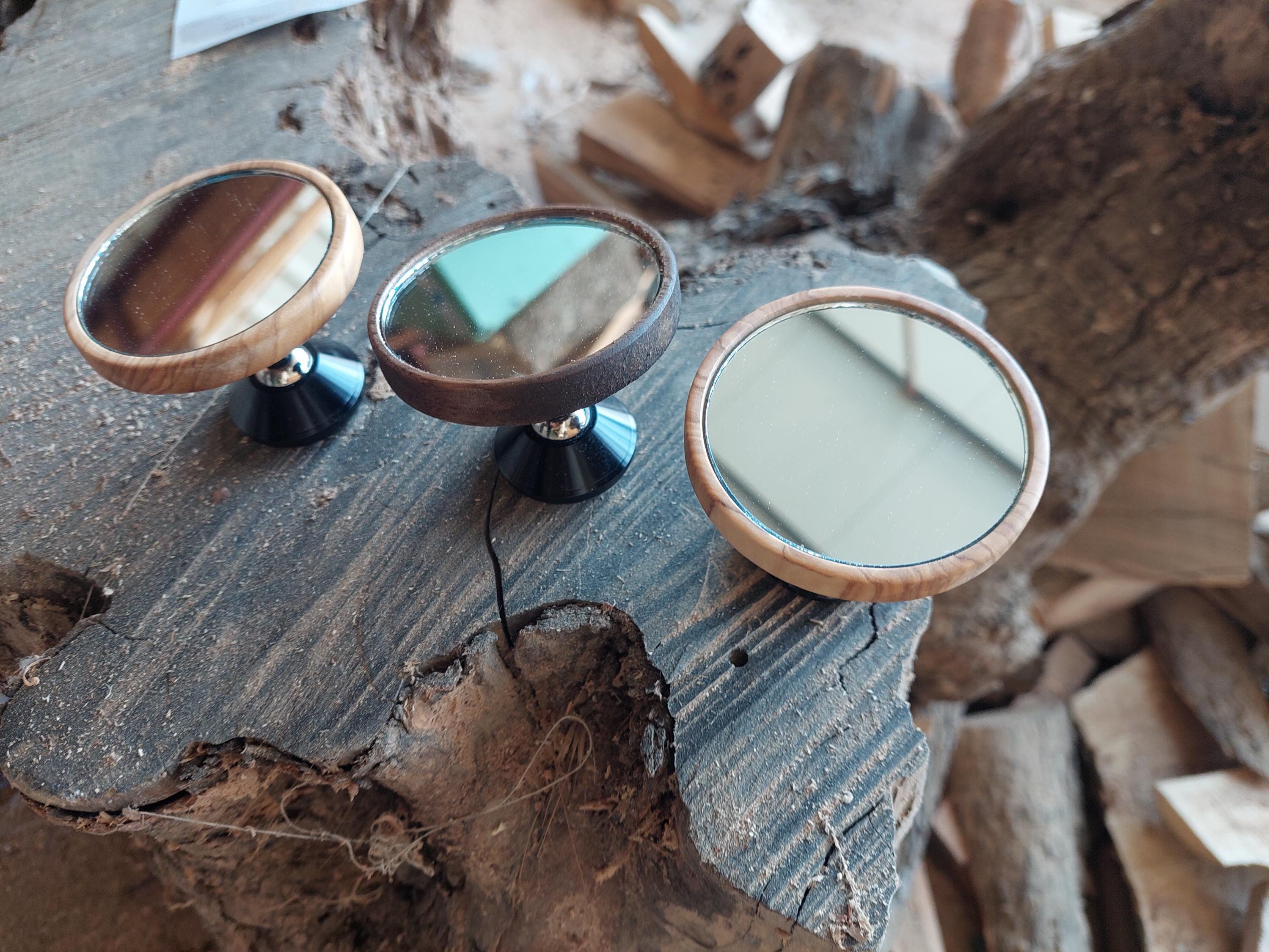 Extra Slim Shot Mirror Handmade Magnetic Adjustable ~ Walnut