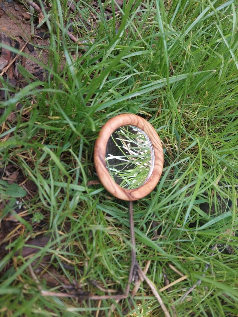 Handmade Shot Mirror Magnetic Adjustable Made with Real Walnut , Olive Wood , Oak Wood image 8