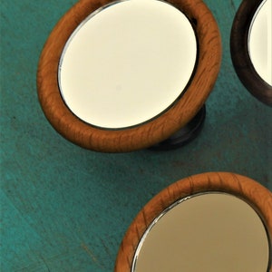 Handmade Shot Mirror Magnetic Adjustable Made with Real Walnut , Olive Wood , Oak Wood Oak Wood