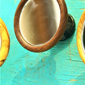 Handmade Shot Mirror Magnetic Adjustable Made with Real Walnut , Olive Wood , Oak Wood American Walnut