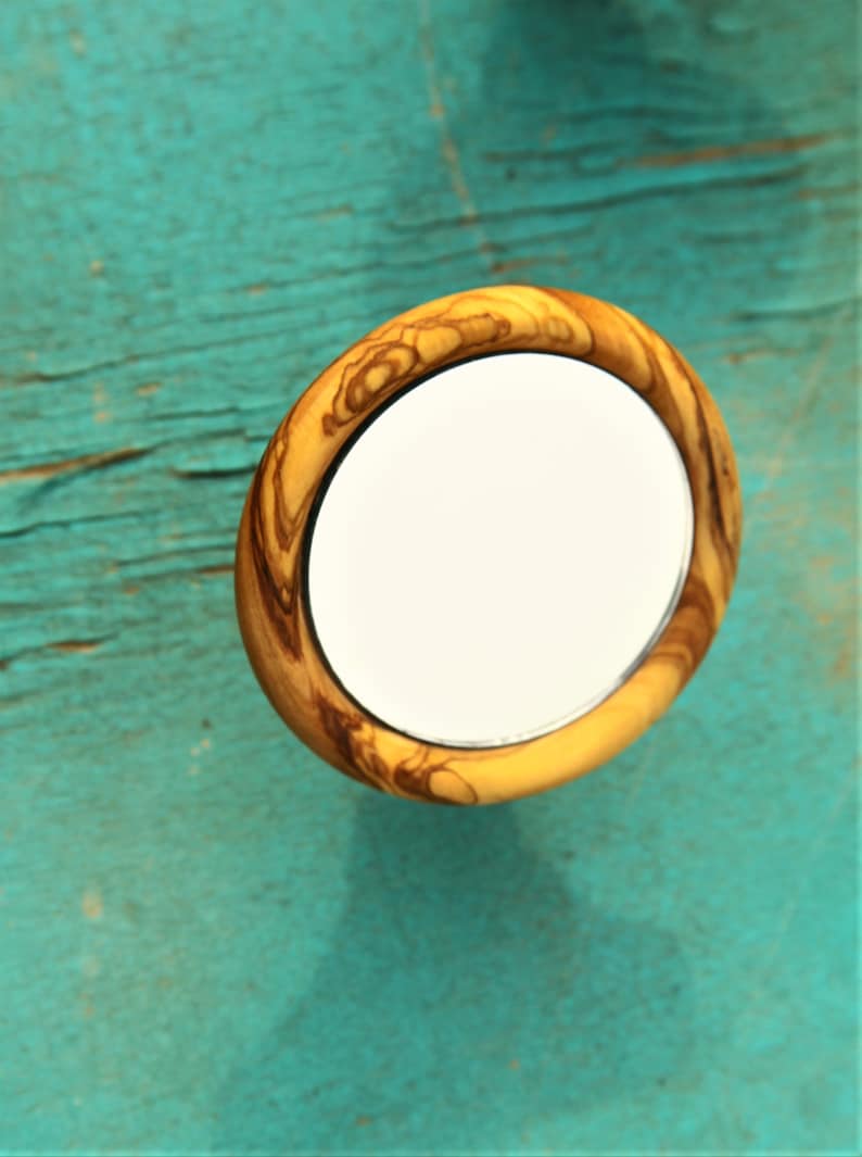 Handmade Shot Mirror Magnetic Adjustable Made with Real Walnut , Olive Wood , Oak Wood Olive Wood