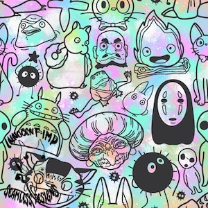 Anime Seamless Repeat Pattern for Fabric Sublimation Digital Prints