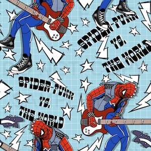 Superhero Spider Punk Repeat Pattern Seamless Design for Fabric Sublimation, Digital Prints, Seamless Pattern Bundle, Kids Fabric design