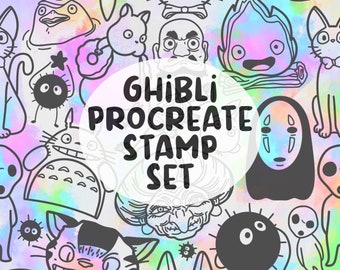 24 Procreate Stamps, Kawaii Stamps, Anime Brushes, Stencil Stamps, Procreate Scrapbooking, Chibi Stamp