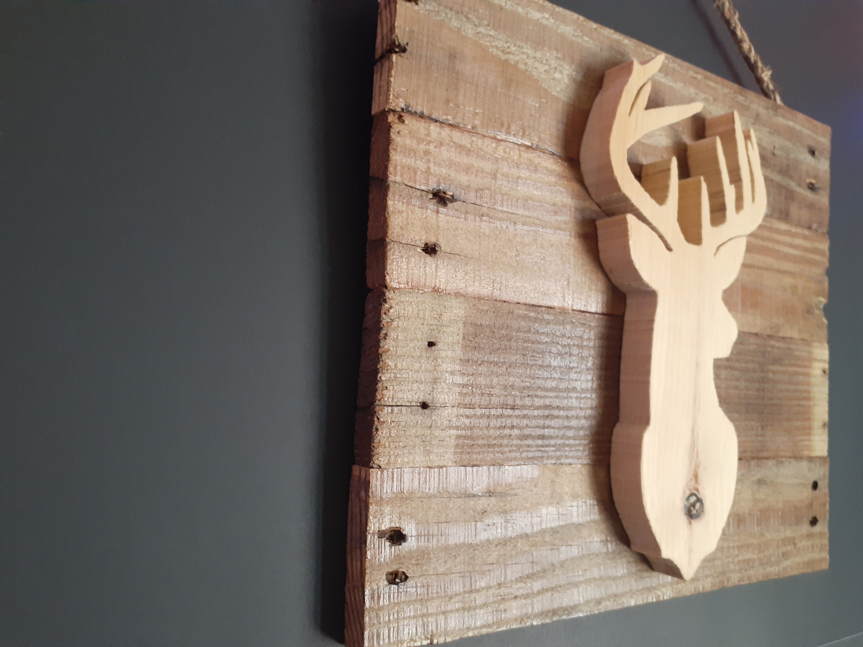 Wooden Deer, Deer, Hand Made, Wall Decor, Cabin Style, Wood, Wooden