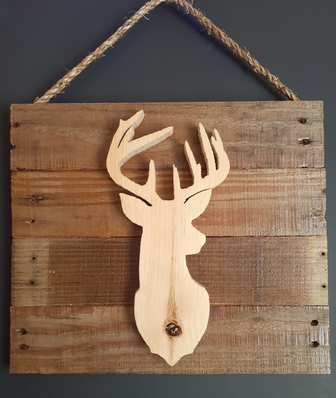 Wooden Deer, Deer, Hand Made, Wall Decor, Cabin Style, Wood, Wooden