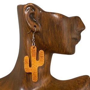 Leather Cactus Earrings