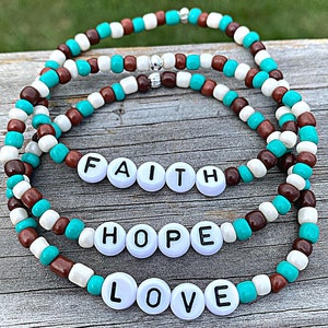 Faith Love & Hope Bracelets| Beaded Word Bracelet
