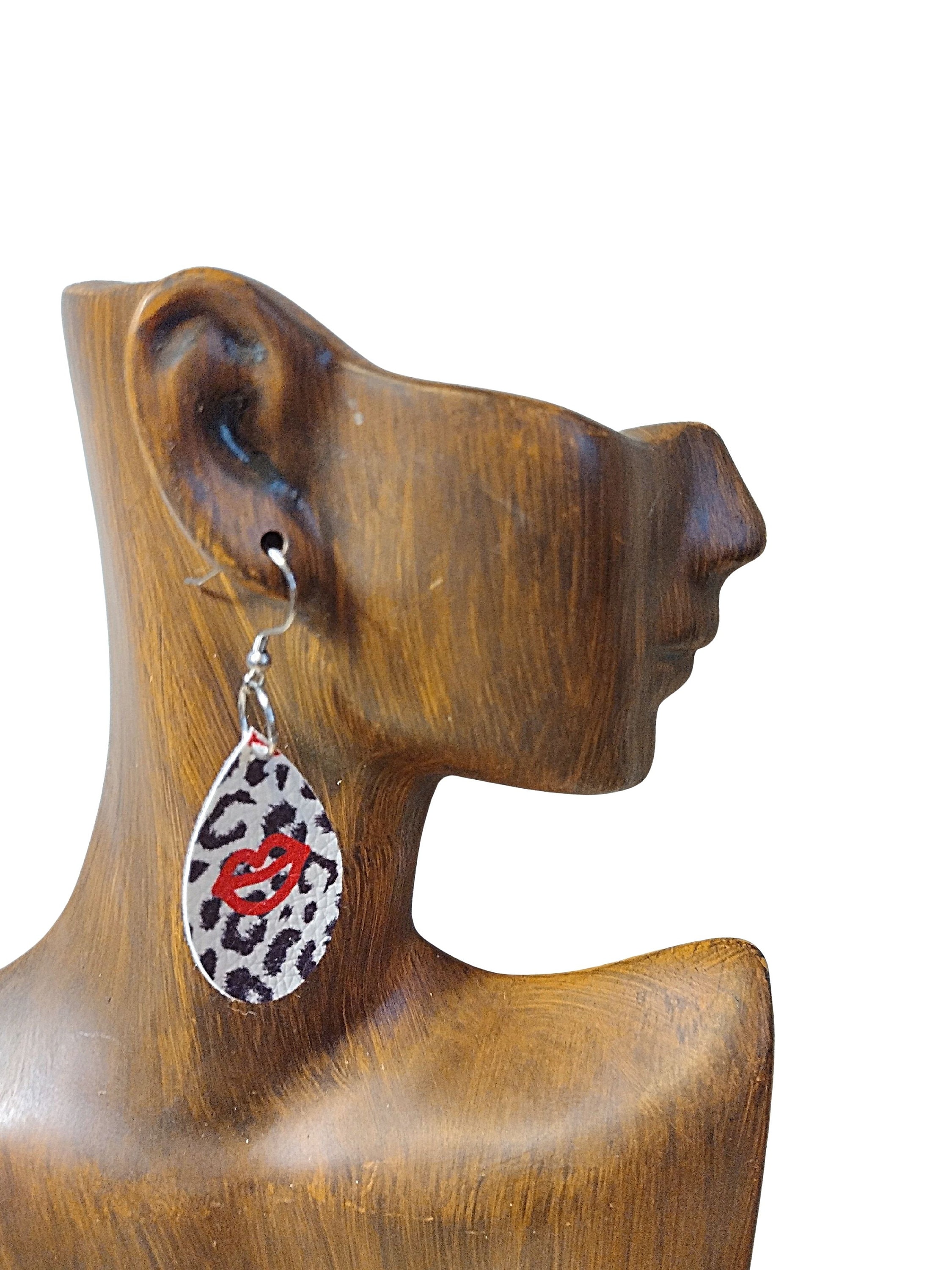 Leopard Print Teardrop Leather Earrings by Keep it Gypsy – Sweet