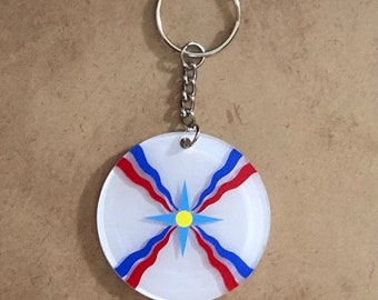 Porte-clés du drapeau assyrien, Drapeau assyrien, Fierté assyrienne, Porte-clés, Cadeau, Porte-clés acrylique, Cadeau pour lui, Cadeau pour elle, Rembourrage de bas