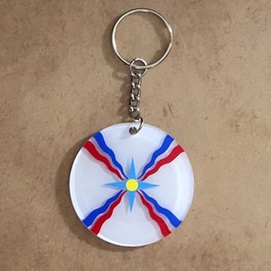 Assyrian Flag Keychain, Assyrian Flag, Assyrian Pride, Keyring, Gift, Acrylic Keychain, Gift for him, Gift for her, Stocking Stuffer