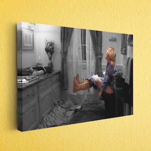 Funny Comedy Movie Bathroom Scene Canvas Print, Humorous Film Wall Art for Home Decor, Cult Classic Photo Gift Idea, Toilet Humor Art