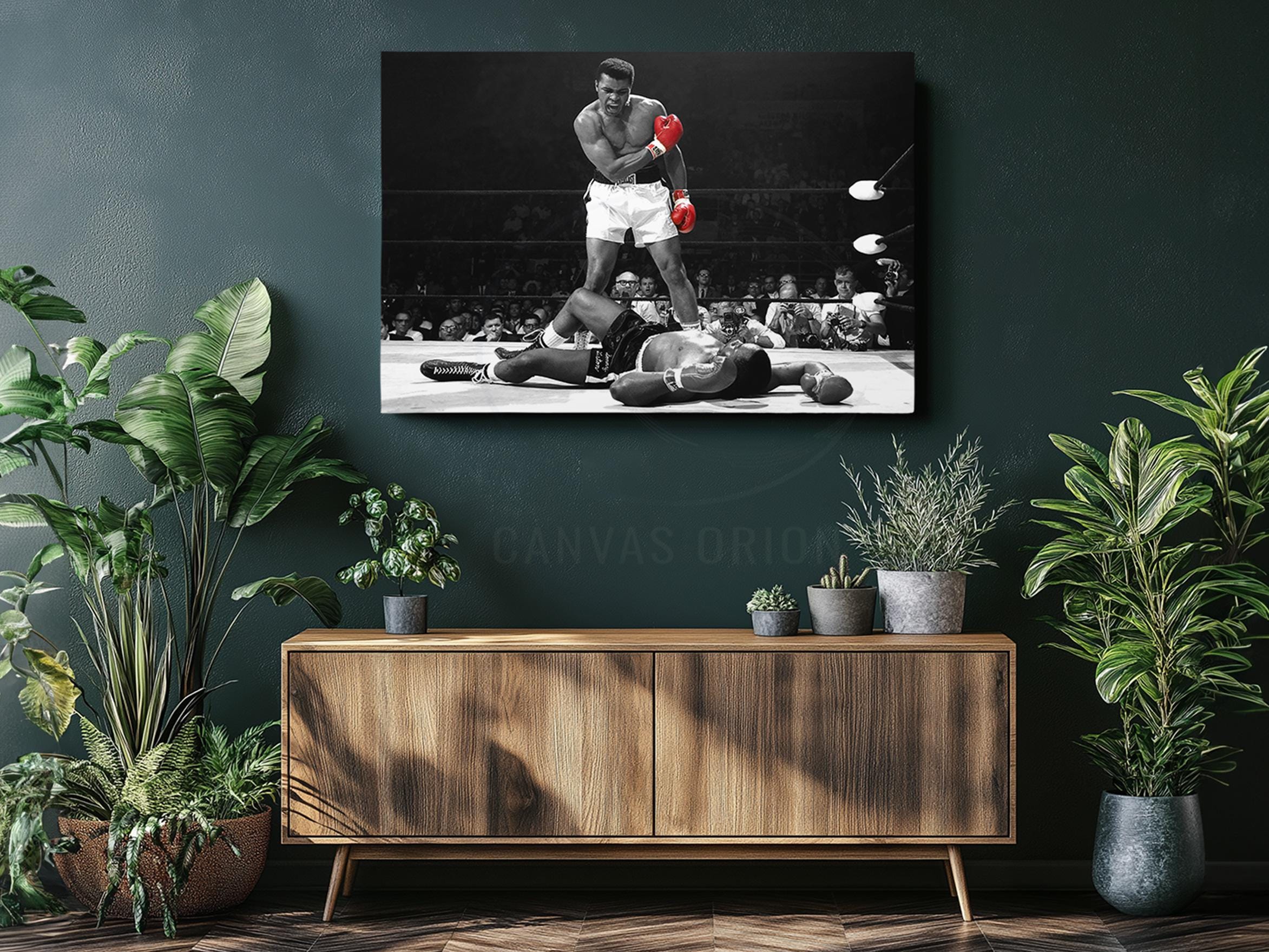 Boxing Wall Art: Iconic Knockout Scene M.ali - Black & White With Red ...