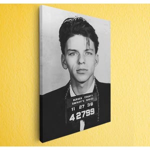 Vintage Mugshot Canvas Print - Black and White Iconic Portrait - Retro Wall Art Decor, Old School Historical Photo, Timeless Statement Piece
