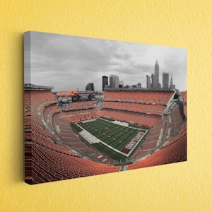 Football Stadium Canvas Wall Art, Panoramic Sports Field Print, Urban Game Day Poster for Man Cave, Office or Fan Room Decor