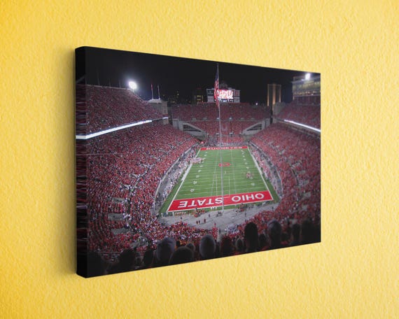 Ohio Football Stadium Wall Art, Packed Game Night Canvas Print, College Sports Decor for Man Cave, Sports Room or Dorm Wall Display