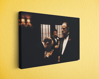 Mafia Boss Canvas Art, God father Don Vito Scene on High Quality Print