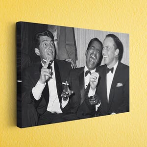 Rat Pack Canvas Art: Legendary Crooners, Black and White Retro Decor