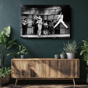 Legendary Rock Band The Who on Stage Canvas Wall Art – Black and White Concert Photo Print