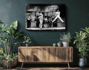 Legendary Rock Band The Who on Stage Canvas Wall Art – Black and White Concert Photo Print