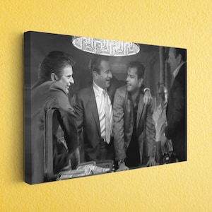 Vintage Mobsters Wall Art, Black and White Gangster Crew Canvas Print, Retro Mafia Style Decor for Lounge, Office, or Man Cave