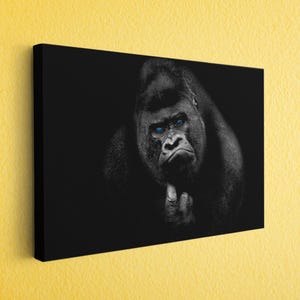 Black and White Gorilla Ready To Hang Portrait Canvas, Gorilla Black and White Art, Gorilla Wall Art, Gorilla Poster, Gorilla Wall Decor