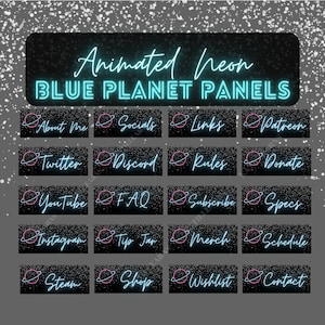 Twitch Neon Blue Planet Twitch Panels