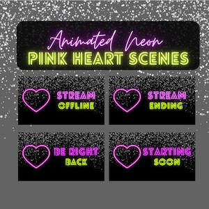 Neon Animated Twitch Heart Scenes