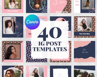 Instagram Post Template (Canva) in Blushed Navy Theme