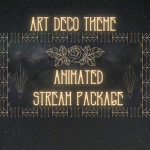 Twitch Neon Gold Art Deco Stream-paket (Innehåller 4 animerade och statiska skärmar, 4 transparenta överlägg, 20 paneler, 1 webacm-överlägg)
