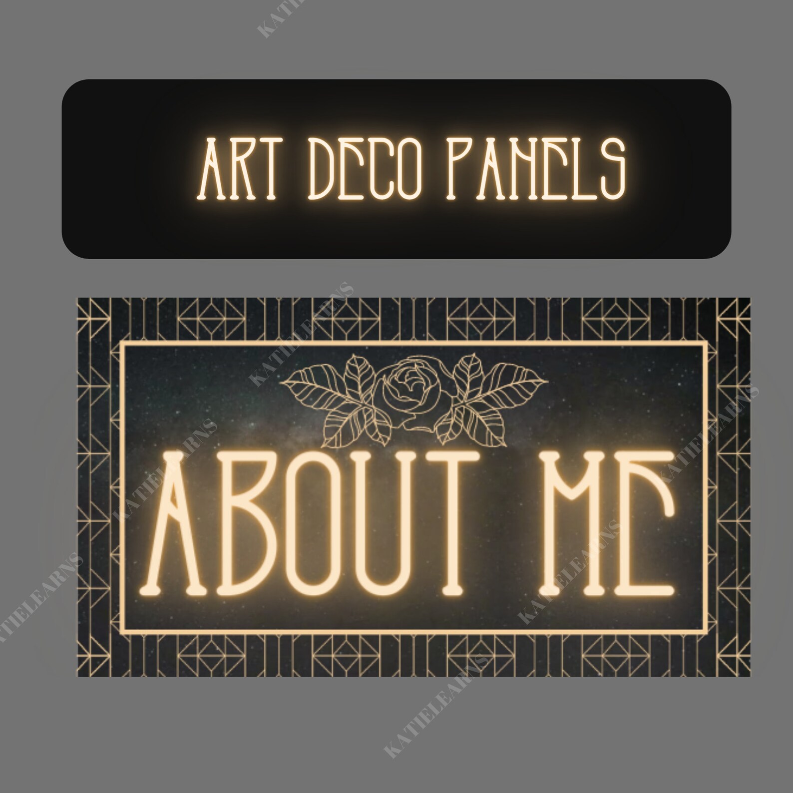 Twitch Neon Gold Art Deco Stream Package (includes, 4 Animated and ...
