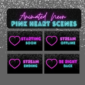 Neon Animated Twitch Heart Scenes
