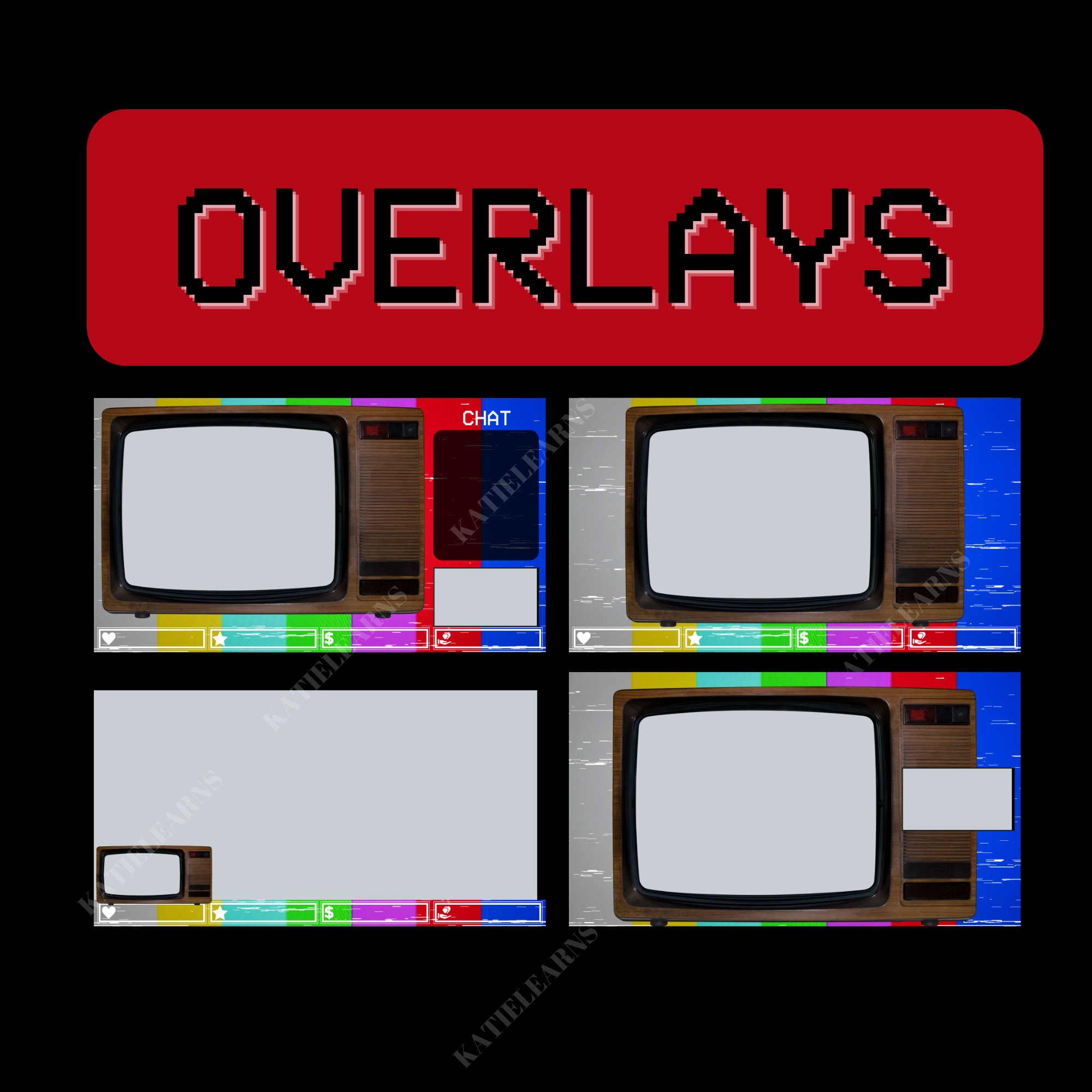 Twitch Retro CRT TV Stream Package includes 8 (Download Now) 