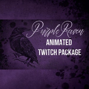 Twitch Animiertes Purple Raven Stream Paket (Beinhaltet, 4 animierte/statisch bildschirme, 6 transparente Overlays, 20 Panels, 2 Webcam Overlays)