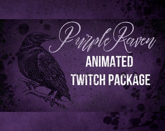 Twitch Animated Purple Raven Stream Package (inclusief 4 geanimeerde / statische schermen, 6 transparante overlays, 20 panelen, 2 webcamoverlay)