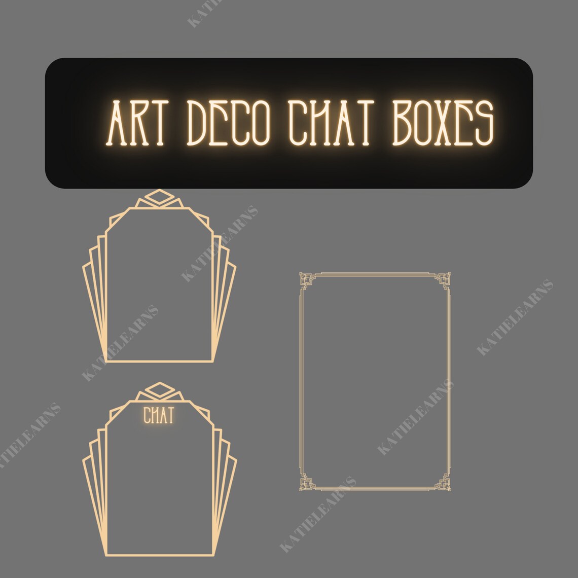Twitch Neon Gold Art Deco Stream Package includes 4 Animated - Etsy